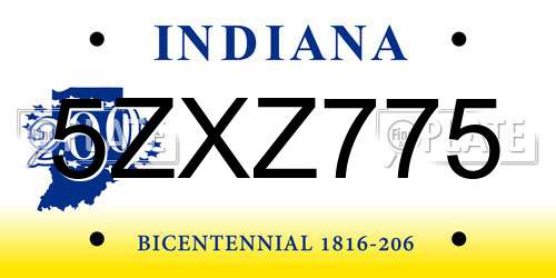 5ZXZ775 Indiana License Plate
