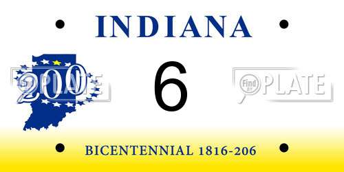 6 Indiana License Plate