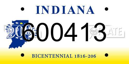 600413 Indiana License Plate