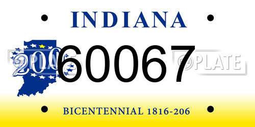 60067 Indiana License Plate