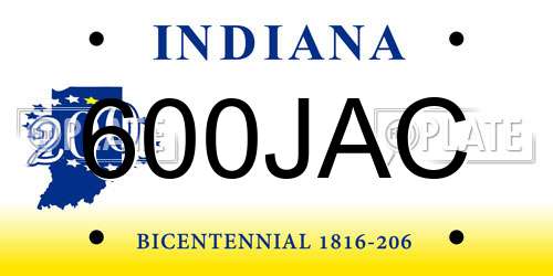 600JAC Indiana License Plate