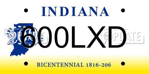 600LXD Indiana License Plate