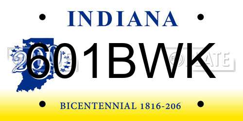 601BWK Indiana License Plate