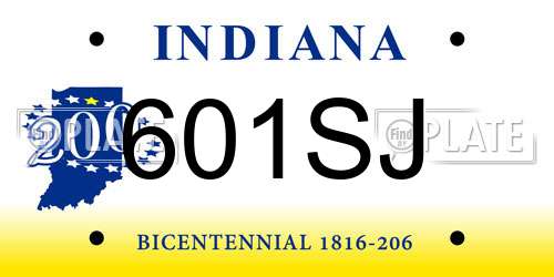601SJ Indiana License Plate