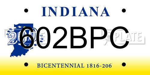 602BPC Indiana License Plate