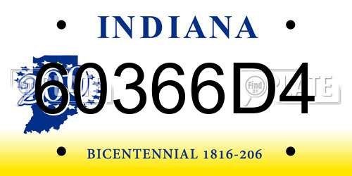 60366D4 Indiana License Plate