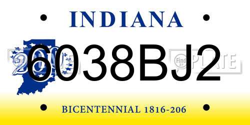 6038BJ2 Indiana License Plate