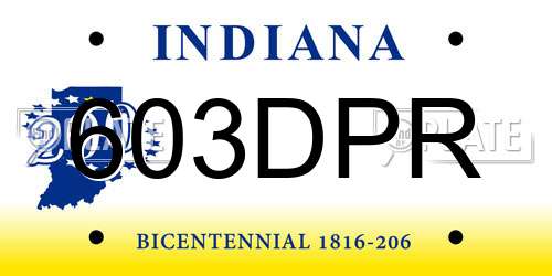 603DPR Indiana License Plate