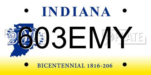 603EMY Indiana License Plate