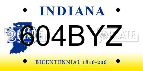 604BYZ Indiana License Plate