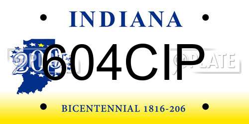 604CIP Indiana License Plate