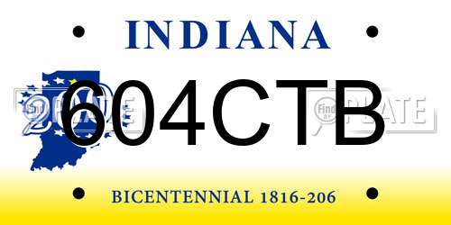 604CTB Indiana License Plate