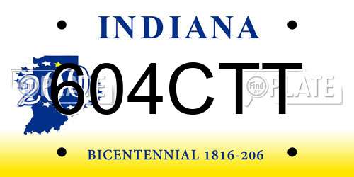 604CTT Indiana License Plate