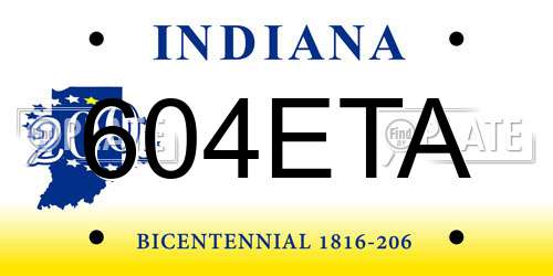 604ETA Indiana License Plate
