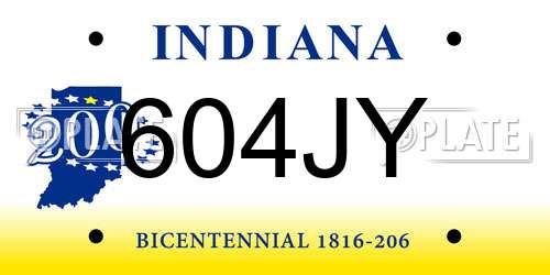 604JY Indiana License Plate