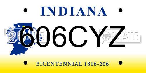 606CYZ Indiana License Plate