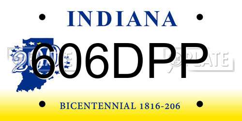 606DPP Indiana License Plate