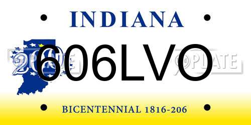 606LVO Indiana License Plate
