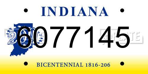 6077145 Indiana License Plate