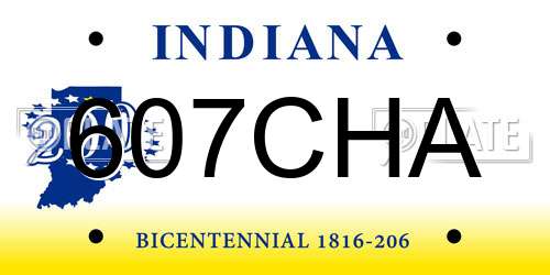 607CHA Indiana License Plate