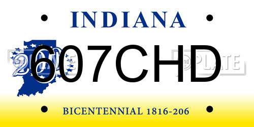 607CHD Indiana License Plate