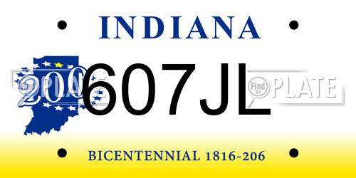 607JL Indiana License Plate