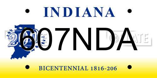 607NDA Indiana License Plate