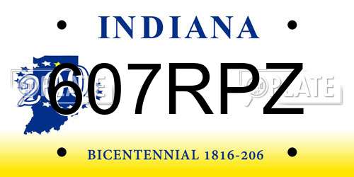 607RPZ Indiana License Plate