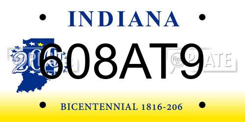 608AT9 Indiana License Plate