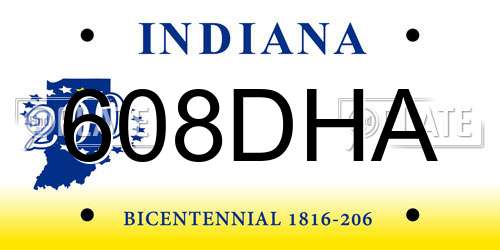 608DHA Indiana License Plate