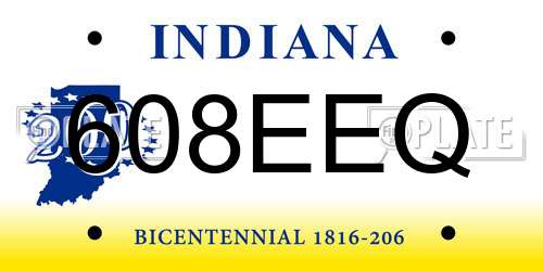 608EEQ Indiana License Plate
