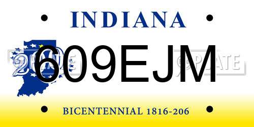 609EJM Indiana License Plate