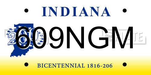609NGM Indiana License Plate