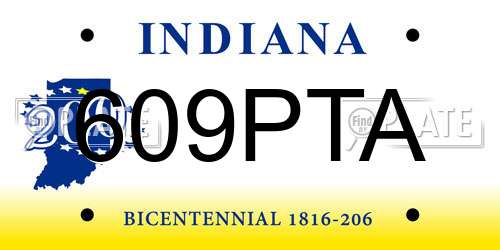 609PTA Indiana License Plate