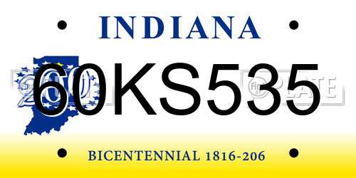 60KS535 Indiana License Plate