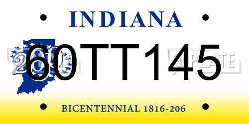 60TT145 Indiana License Plate