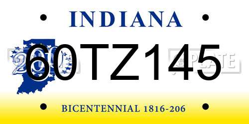60TZ145 Indiana License Plate