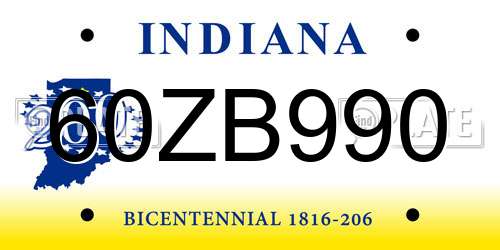 60ZB990 Indiana License Plate