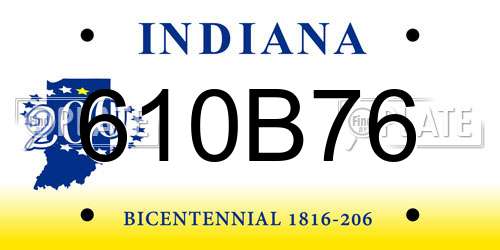 610B76 Indiana License Plate