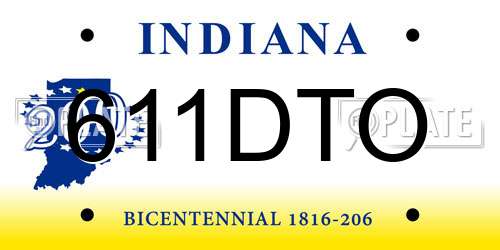 611DTO Indiana License Plate