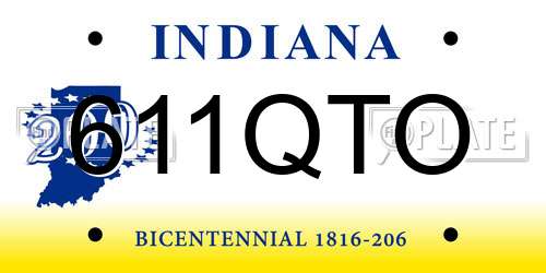 611QTO Indiana License Plate