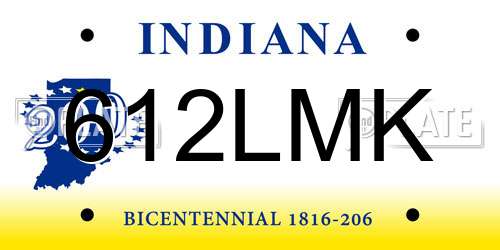 612LMK Indiana License Plate