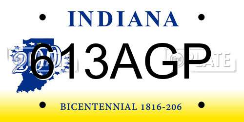 613AGP Indiana License Plate