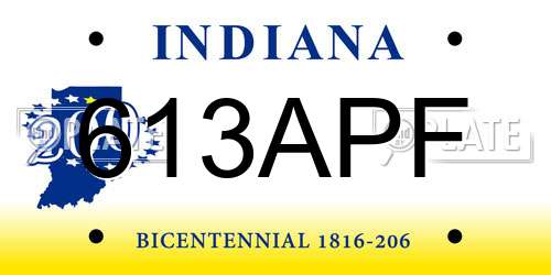 613APF Indiana License Plate
