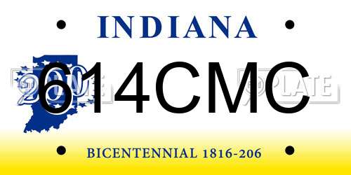 614CMC Indiana License Plate
