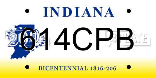 614CPB Indiana License Plate