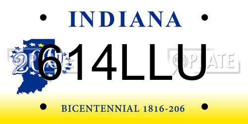 614LLU Indiana License Plate