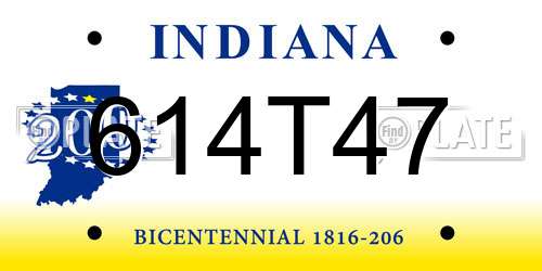 614T47 Indiana License Plate