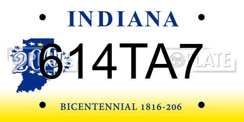 614TA7 Indiana License Plate