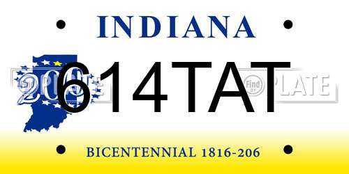 614TAT Indiana License Plate